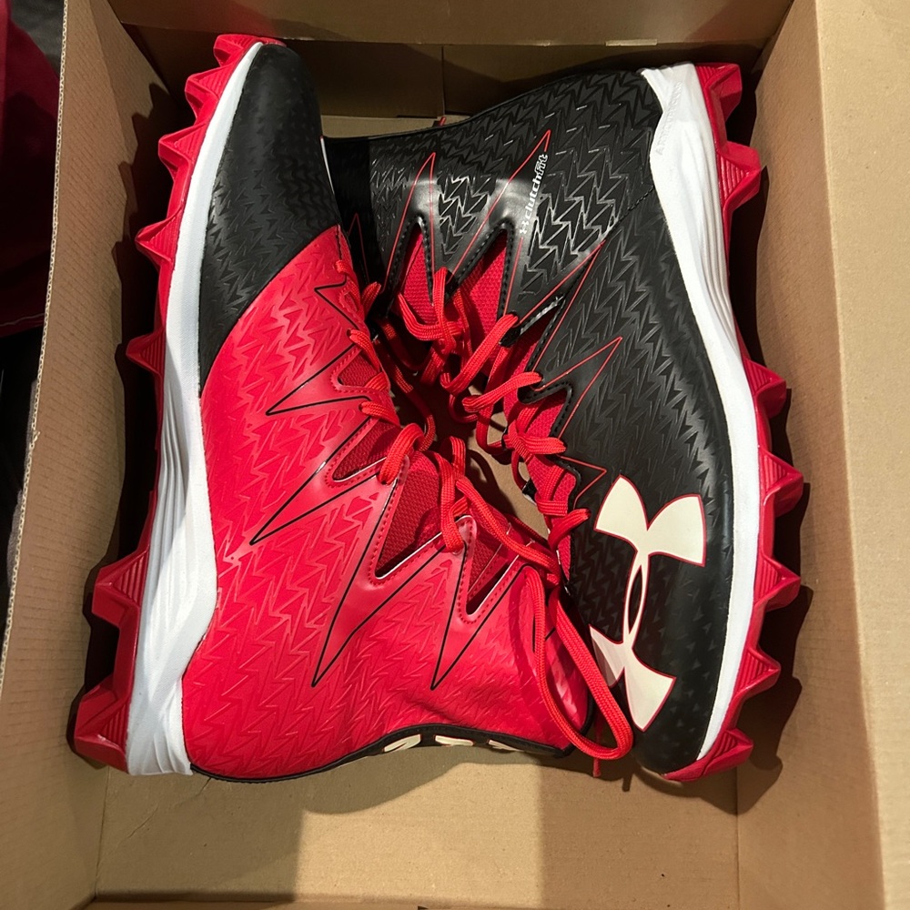Under Armour Black and Red Athletic Cleats